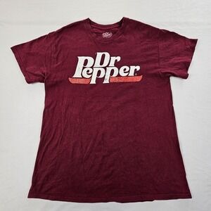 Dr Pepper Maroon Short Sleeve Cotton T-Shirt Men's‎ M